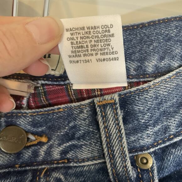 VTG LL Bean Flannel Lined Jeans Womens 14 M/T Double L Mom High Rise Relaxed Fit - Picture 10 of 11